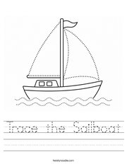 Trace the Sailboat Handwriting Sheet
