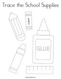 Trace the School Supplies Coloring Page