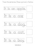 Trace the sentences Draw a picture in the box Coloring Page