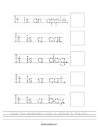 Trace the sentences Draw a picture in the box Handwriting Sheet