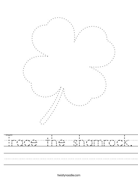 Trace the shamrock Worksheet - Twisty Noodle