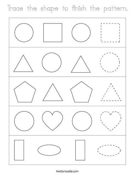 Trace the shape to finish the pattern. Coloring Page
