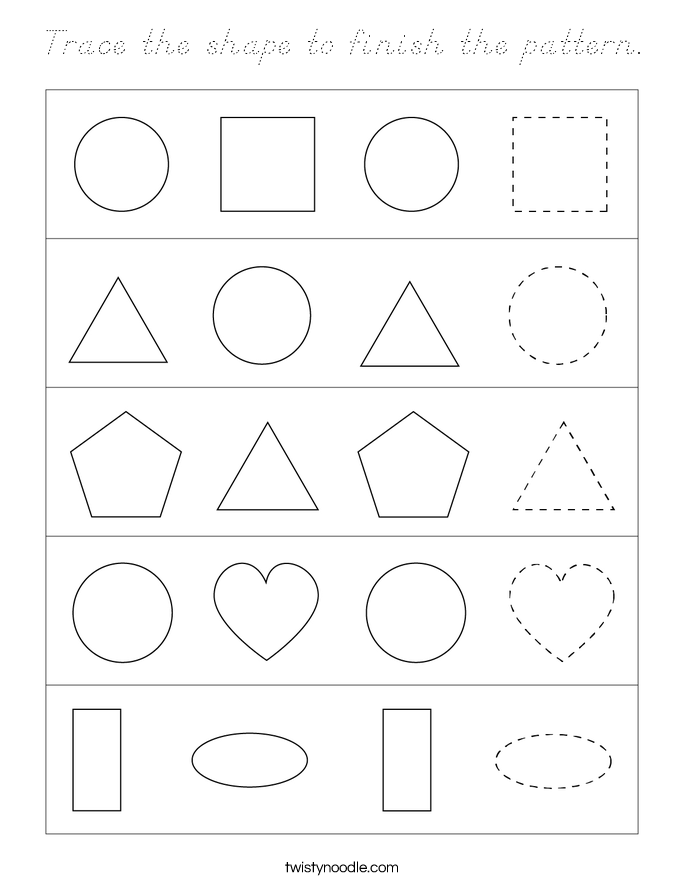 Trace the shape to finish the pattern. Coloring Page