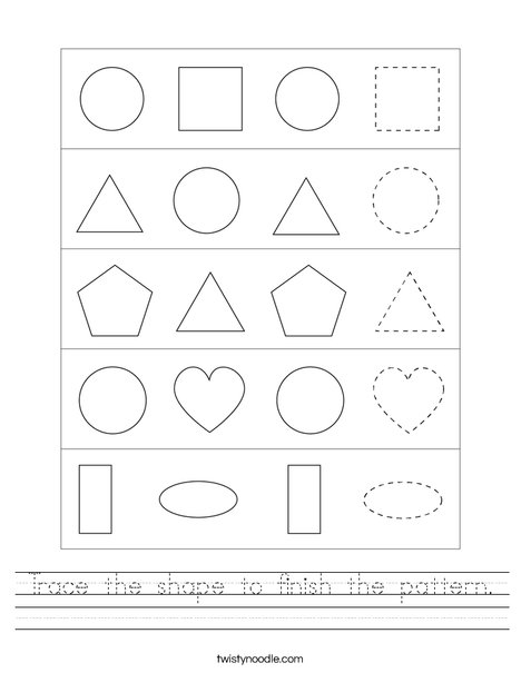 Trace the shape to finish the pattern. Worksheet