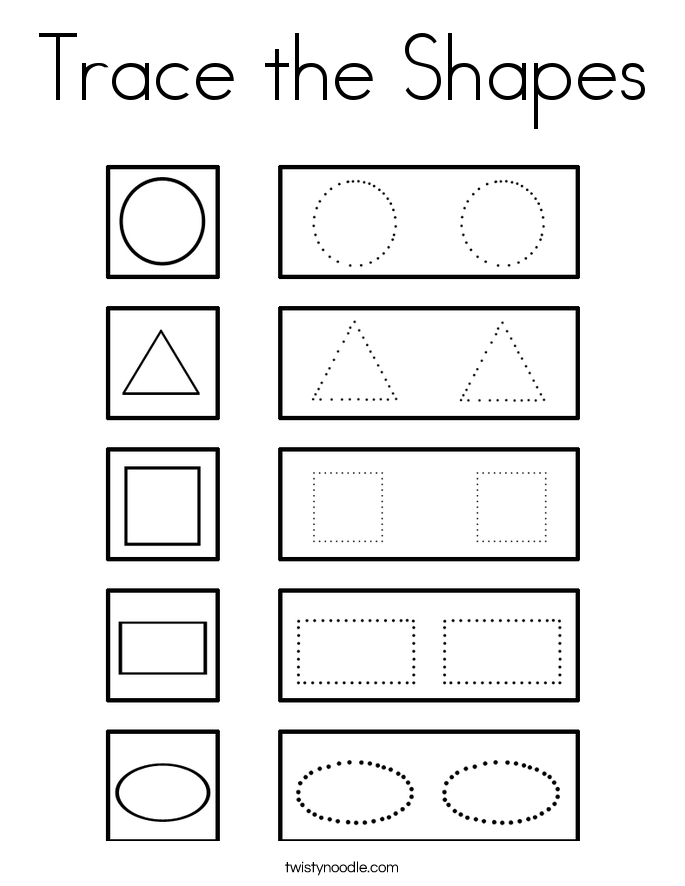 Trace The Shapes Coloring Page Twisty Noodle Trace The Shapes Coloring Page Twisty Noodle