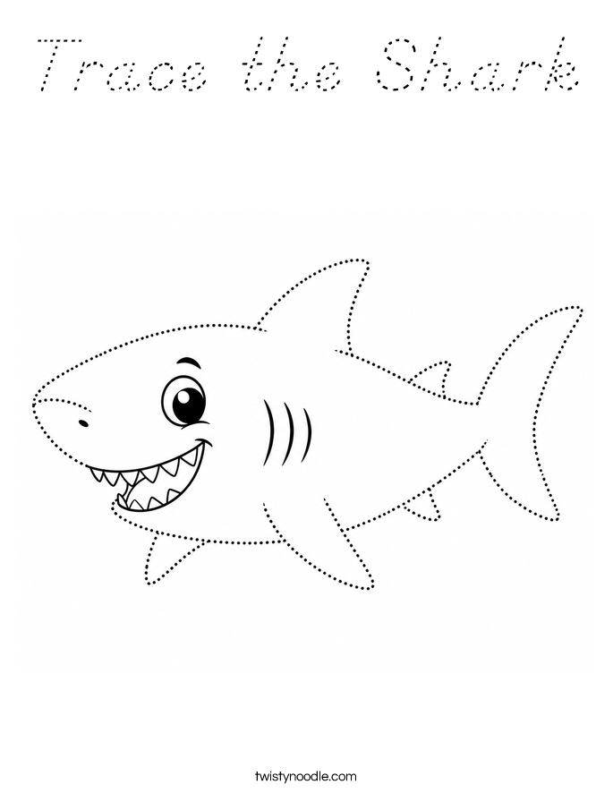 Trace the Shark Coloring Page