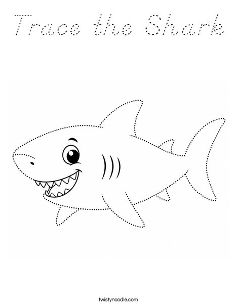Trace the Shark Coloring Page