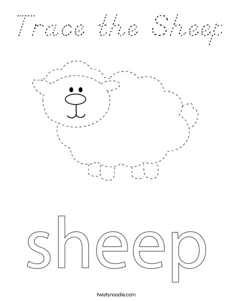 Trace the Sheep Coloring Page