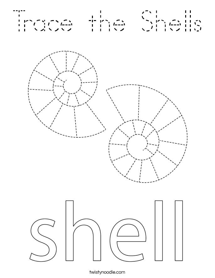 Trace the Shells Coloring Page