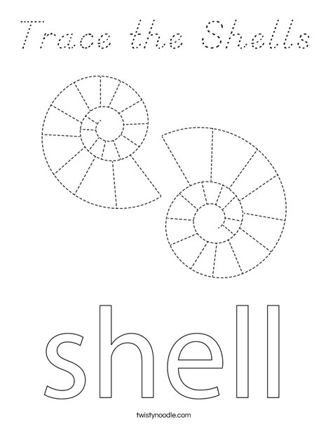 Trace the shells. Coloring Page