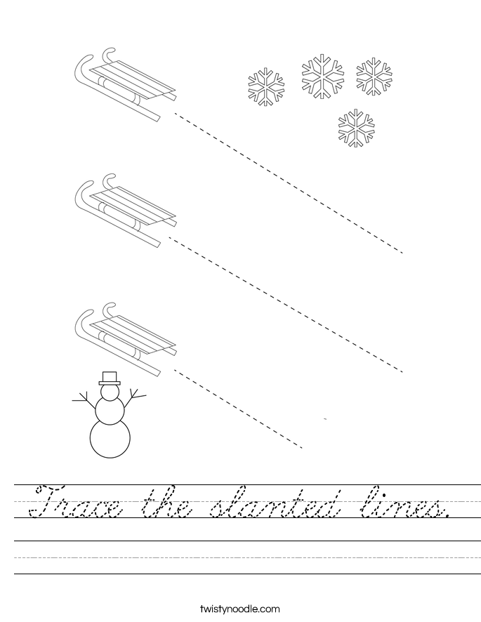 Trace the slanted lines. Worksheet