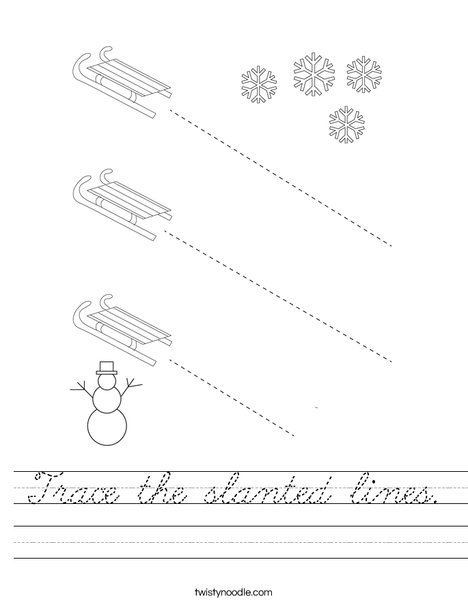 Trace the slanted lines. Worksheet