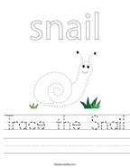 Trace the Snail Handwriting Sheet