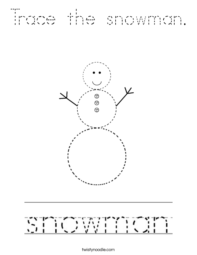 Trace the snowman. Coloring Page