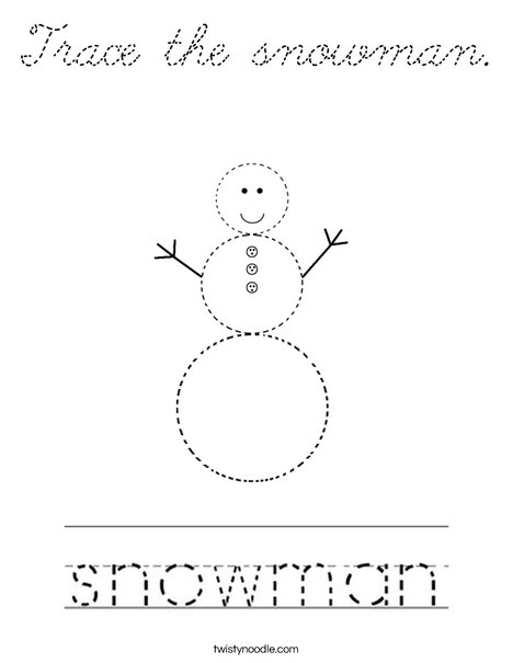 Trace the Snowman Coloring Page
