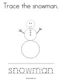 Trace the snowman Coloring Page