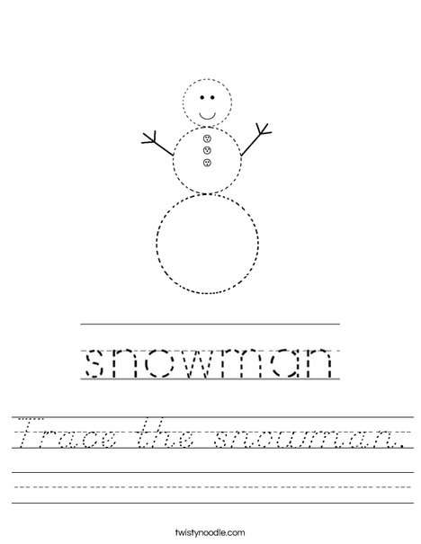 Trace the Snowman Worksheet