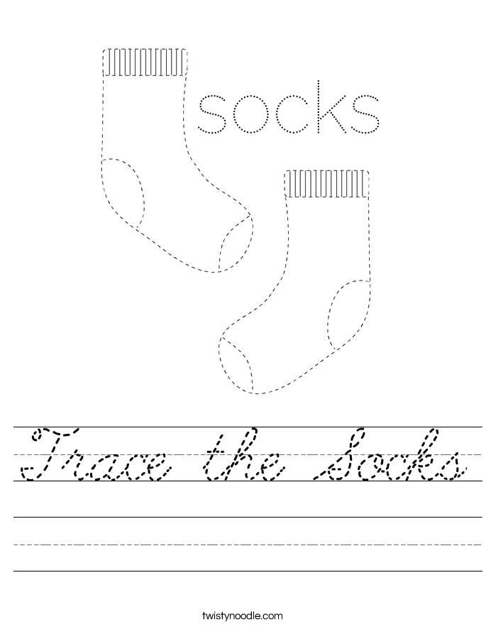 Trace the Socks Worksheet