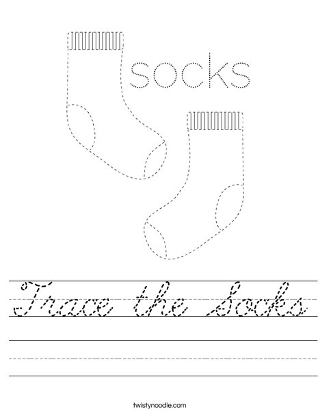 Trace the Socks Worksheet