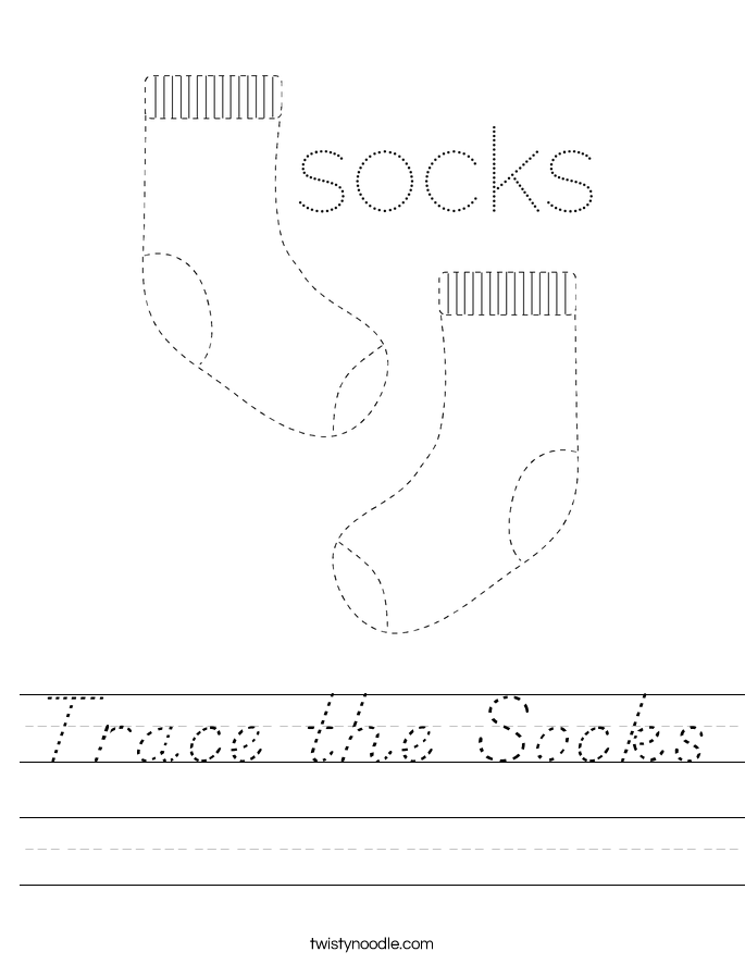 Trace the Socks Worksheet - D'Nealian - Twisty Noodle