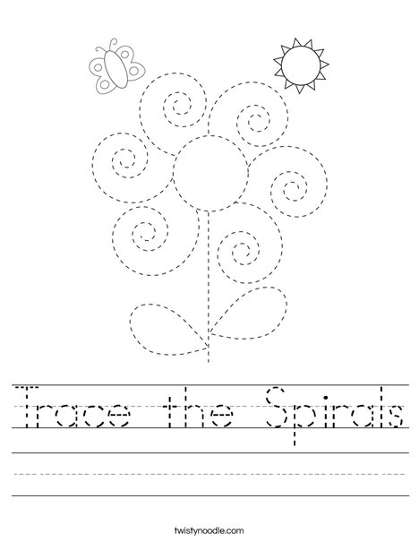 trace the spirals worksheet twisty noodle