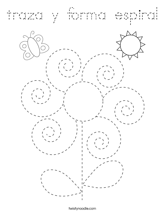 traza y forma espiral Coloring Page