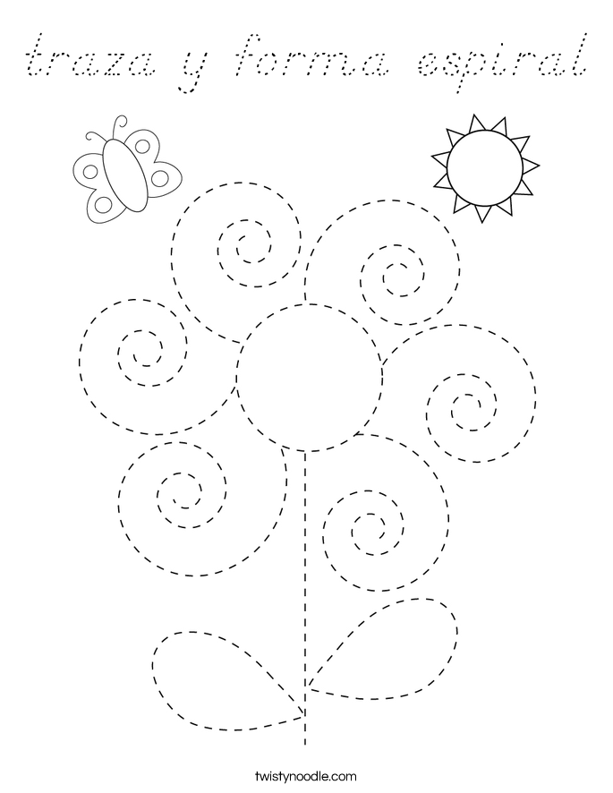 traza y forma espiral Coloring Page