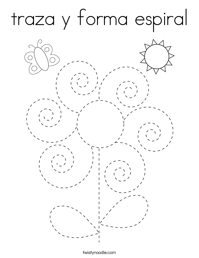 traza y forma espiral Coloring Page