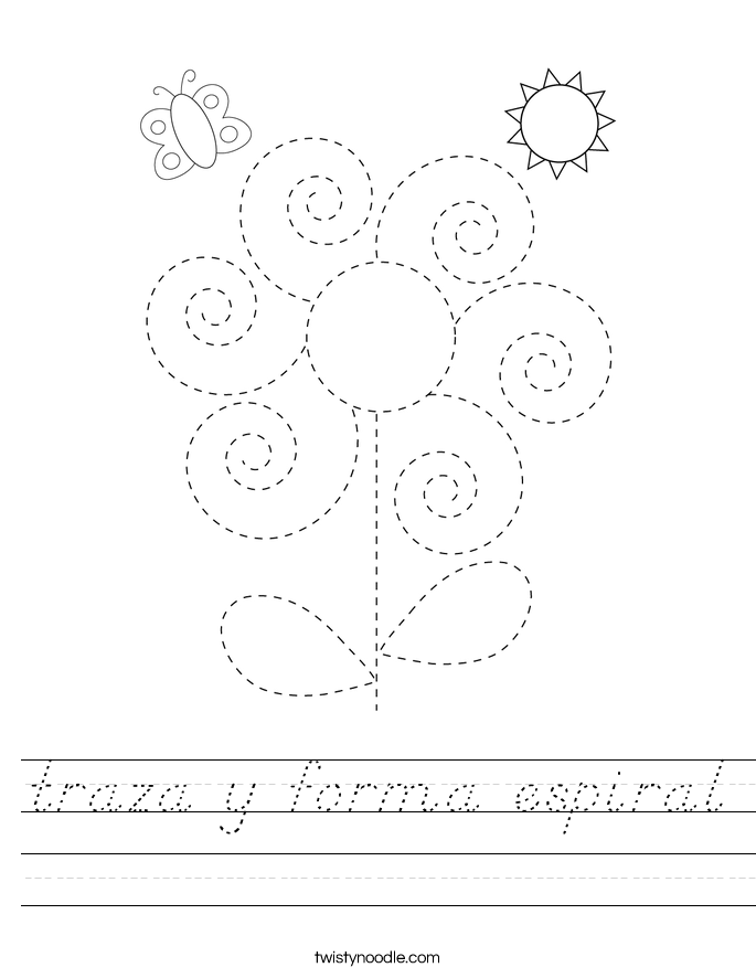 traza y forma espiral Worksheet