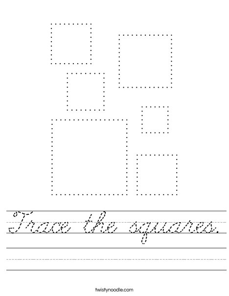 Trace the squares. Worksheet