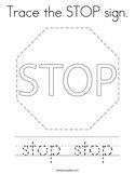 Trace the STOP sign Coloring Page