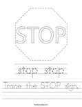 Trace the STOP sign. Worksheet