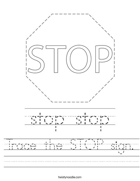 trace the stop sign worksheet twisty noodle