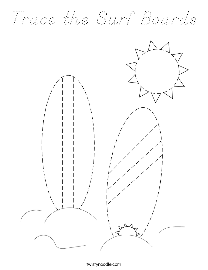 Trace the Surf Boards Coloring Page