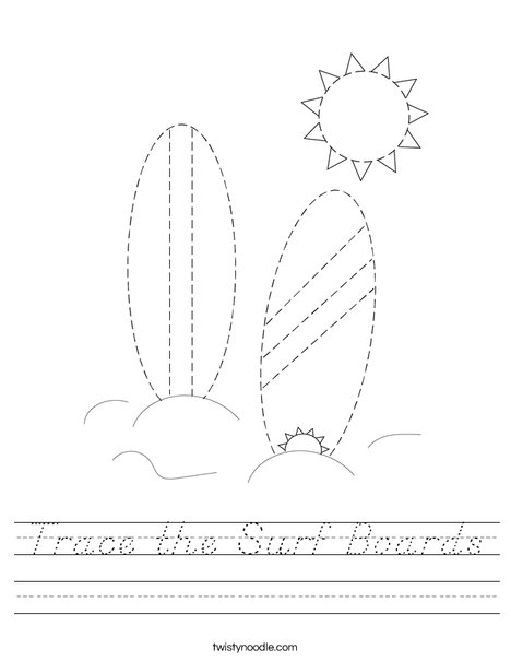 Trace the Surf Boards Worksheet