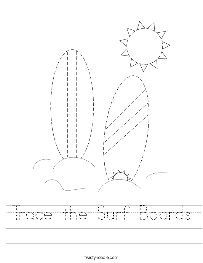 Trace the Surf Boards Worksheet