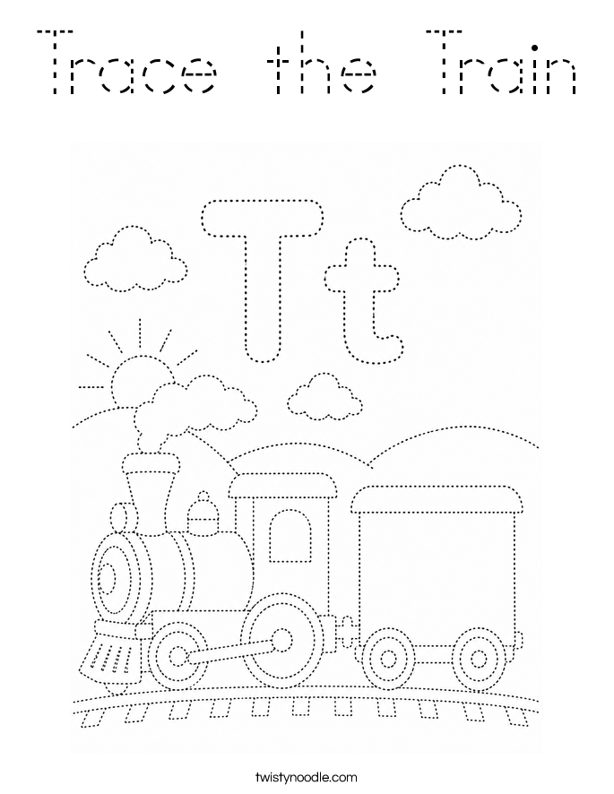 Trace the Train Coloring Page