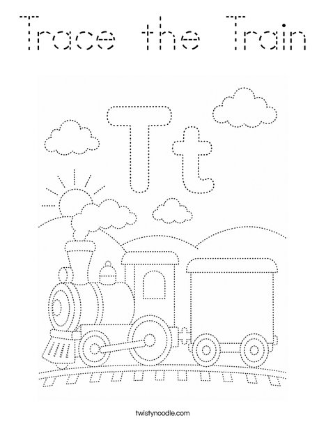 Trace the Train Coloring Page