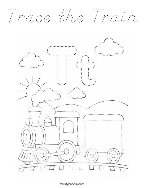 Trace the Train Coloring Page