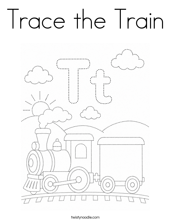 Trace the Train Coloring Page