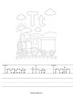 Trace the Train Handwriting Sheet