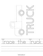 Trace the Truck Handwriting Sheet