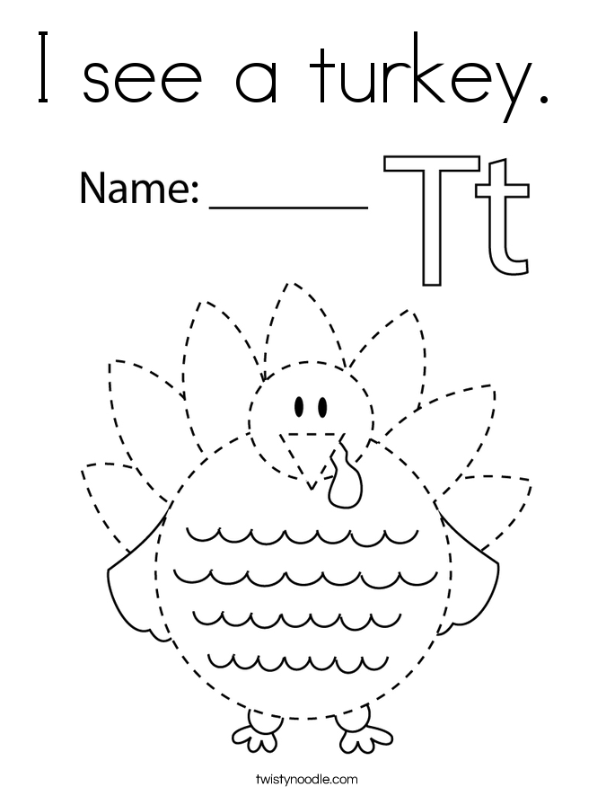 I see a turkey.  Coloring Page