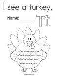 I see a turkey.  Coloring Page