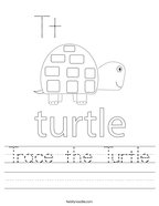 Trace the Turtle Handwriting Sheet
