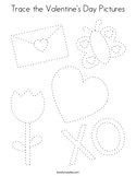 Trace the Valentine's Day Pictures Coloring Page