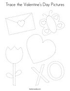 Trace the Valentine's Day Pictures Coloring Page