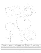 Trace the Valentine's Day Pictures Handwriting Sheet