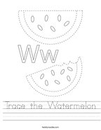 Trace the Watermelon Handwriting Sheet