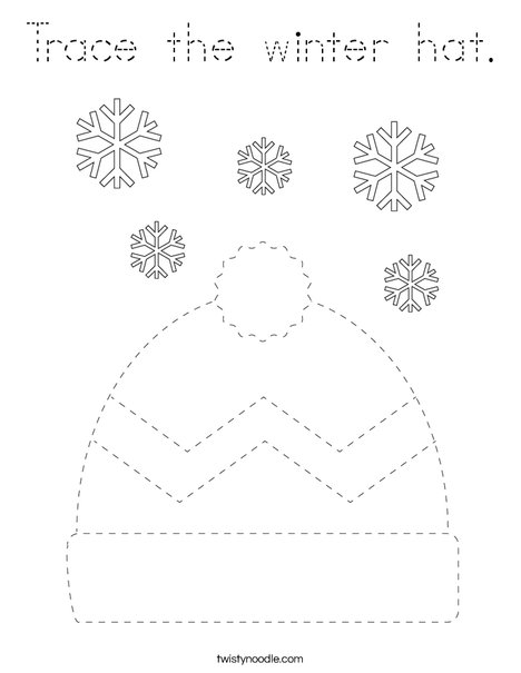 Trace the winter hat. Coloring Page